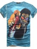 Camiseta tigre (frente azul e branca no verso)